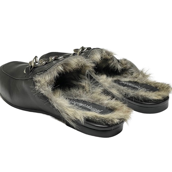 Jeffrey Campbell ☻︎ Ravis Vegan Fur Flat Chain Bit Slide Leather Mules ☻︎ Brown - Picture 7 of 16